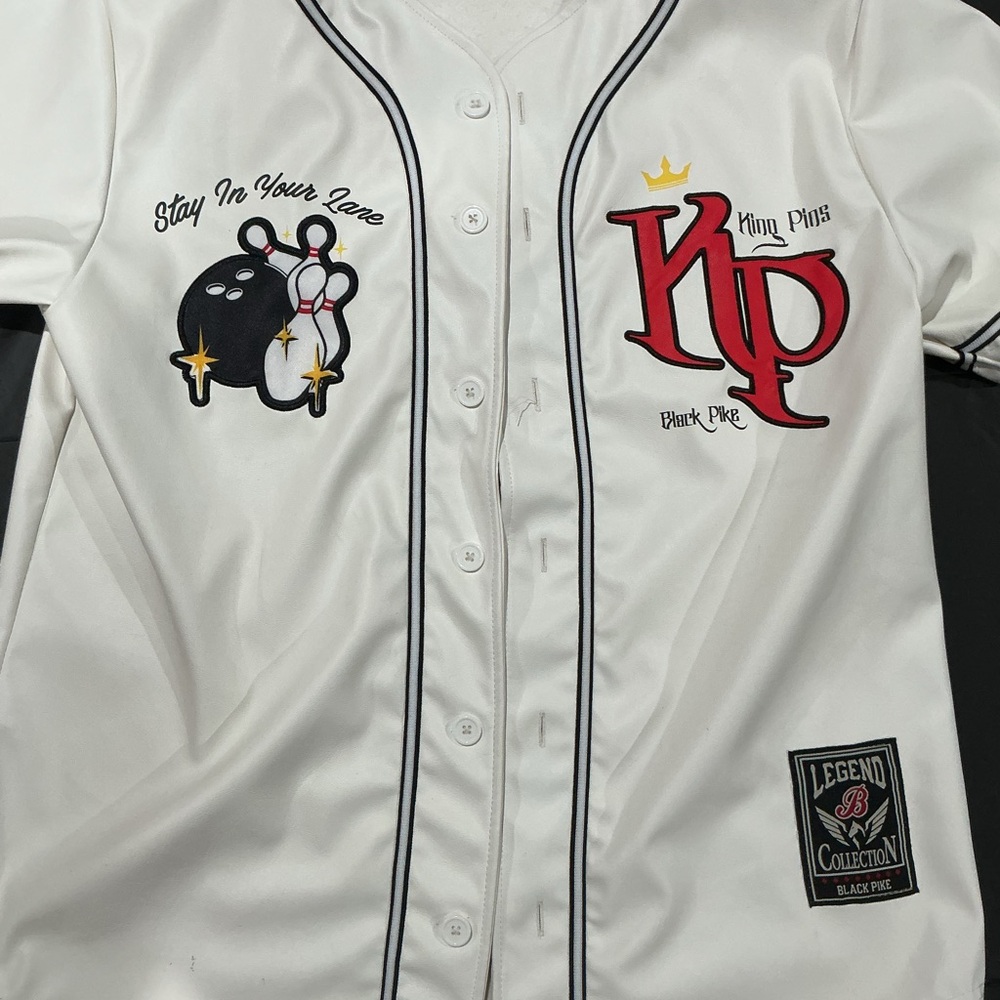 King Pins 'Stay In Your Lane' Cream Baseball Jersey - Picture 3 of 4